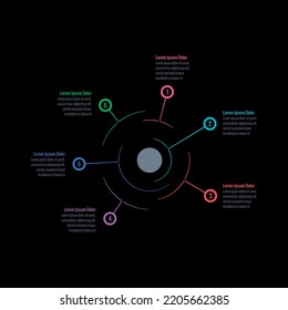 radar information template. magazine, business, web, internet, annual report infographic template. futuristic, tech infographic template. six steps infographic template
