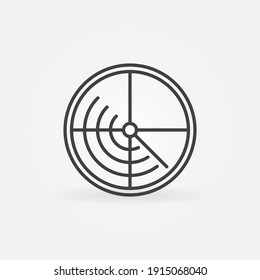 Radar line icon. Scan linear vector concept round symbol or logo element