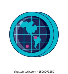 radar location with american continent map vector illustration design