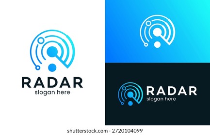 Radar logo design vector illustration. Sonar or radar wave radiation graphic Icon, symbols, creative