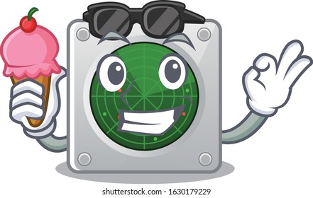 Radar mascot cartoon design with ice cream