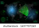 Radar Monitor. Air Traffic Control Radar screen and plane that is flying in the screen. background is a world map. Vector illustration eps10