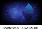 Radar Monitor. Air Traffic Control Radar screen and plane that is flying in the screen. background is a world map. Vector illustration eps10