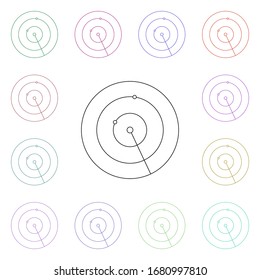 Radar multi color style icon. Simple thin line, outline vector of airport icons for ui and ux, website or mobile application