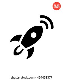 Radar on rocket Icon Flat Style Isolated Vector Illustration