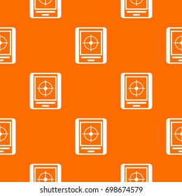 Radar pattern repeat seamless in orange color for any design. Vector geometric illustration