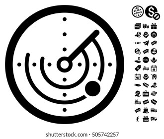 Radar pictograph with free bonus images. Vector illustration style is flat iconic symbols, black color, white background.