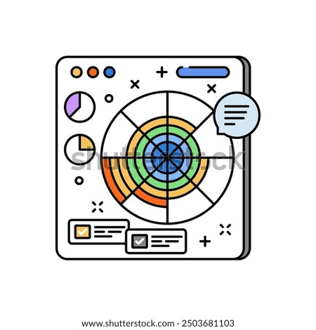 Radar Polar Stacked Area Fill Color Icon, Vector illustration