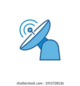 Icono o símbolo azul del concepto de vector de antena de radar o satélite