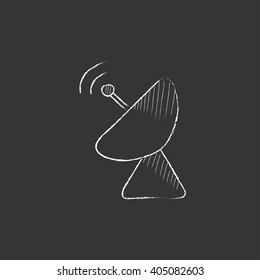 Radar satellite dish. Drawn in chalk icon.