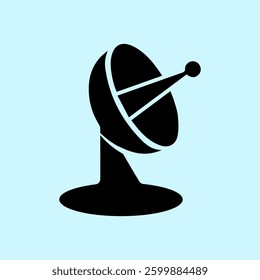 Radar satellite dish flat silhouette vector illustration