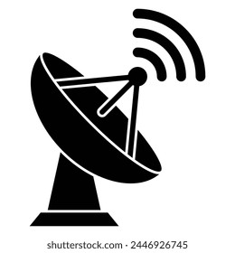 Radar satellite dish flat vector icon. Large satellite dish antenna receiver and transmitter for television, radio transmission for apps and websites.