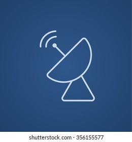 Radar satellite dish line icon for web, mobile and infographics. Vector light blue icon isolated on blue background.