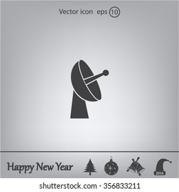 Radar satellite dish - Vector icon