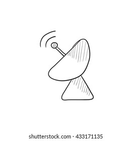 Radar satellite dish vector sketch icon isolated on background. Hand drawn Radar satellite dish icon. Radar satellite dish sketch icon for infographic, website or app.