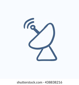 Radar satellite dish vector sketch icon isolated on background. Hand drawn Radar satellite dish icon. Radar satellite dish sketch icon for infographic, website or app.