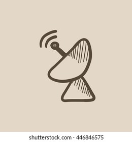 Radar satellite dish vector sketch icon isolated on background. Hand drawn Radar satellite dish icon. Radar satellite dish sketch icon for infographic, website or app.