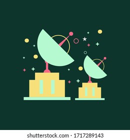 Radar satellite vector illustration. Flat design style.
