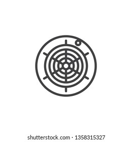 Radar scan line icon. linear style sign for mobile concept and web design. Radar screen search outline vector icon. Symbol, logo illustration. Pixel perfect vector graphics