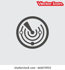 Radar Scan or Sonar communicating icon isolated sign symbol and flat style for app, web and digital design. Vector illustration.