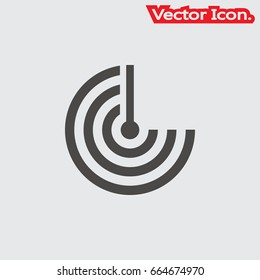 Radar Scan or Sonar communicating icon isolated sign symbol and flat style for app, web and digital design. Vector illustration.