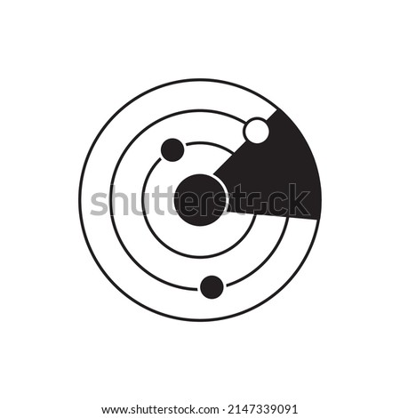 Radar, scan, sonar icon in black flat glyph, filled style isolated on white background