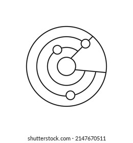 Radar, escaneo, icono de estilo de línea de icono sonar, estilo aislado en fondo blanco