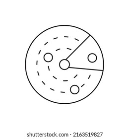 Radar, escaneo, icono de estilo de línea de icono sonar, estilo aislado en fondo blanco