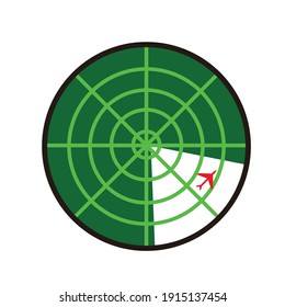 radar scanning plane vector graphic illustration