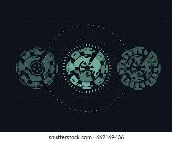  Radar Screen. Abstract futuristic digital technology background. Vector Illustration on Dark Background