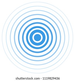 Radar screen concentric circle. Blue color ring. Radio station signal. Vector illustration. Signal.