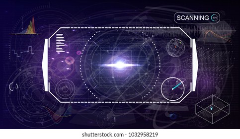 Radar screen. Elements for HUD interface. Vector illustration for your design. Technology background.Futuristic user interface.