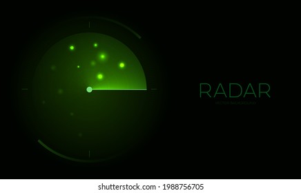 Radar Screen. Hud display. Vector Radar interface on dark background.