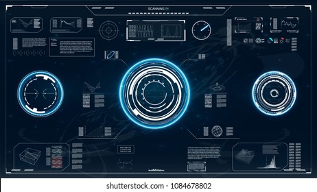 Radar screen. HUD. Futuristic user interface.Vector illustration for your design. Abstract circles and technology background for your content.
