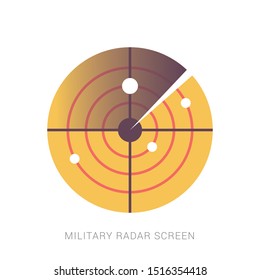 Radar screen icon. Vector illustration image on white background. Yellow theme concept