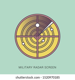 Radar screen icon. Vector illustration image on white background. solid color with outline concept.