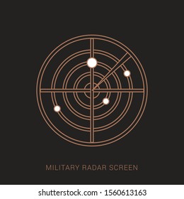 Radar screen icon. Vector illustration image on brown background