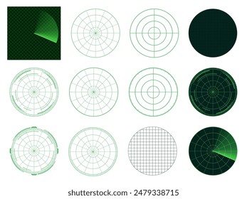 Radarschirm-Illustrationsmaterial set_green_silhouette