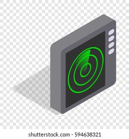 Radar screen isometric icon 3d on a transparent background vector illustration