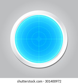 Radar screen or Radar monitor, vector illustration