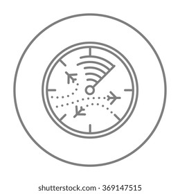 Radar screen with planes line icon.