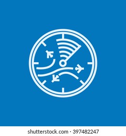 Pantalla de radar con el icono de línea de planos.