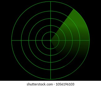 Radar screen Realistic digital green radar screen with map targets in action . Vector EPS10