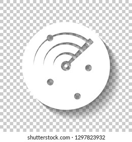 Radar screen, scan circle, icon. White icon with shadow on transparent background