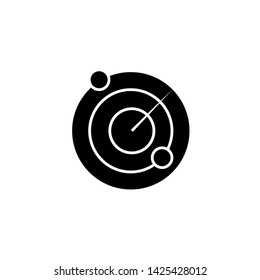 Radar screen, scan circle, icon. Black icon on white background