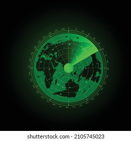 Radar screen Technology background radar display with scanning and Futuristic user interface Vector illustration