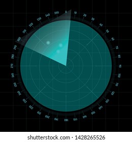 radar screen vector in blue color on black background