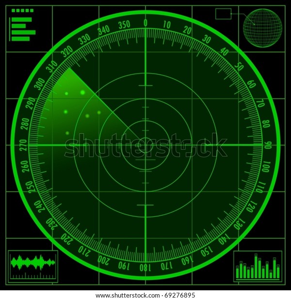レーダー画面 ベクター画像eps10 メッシュなし グラデーションのみ のベクター画像素材 ロイヤリティフリー