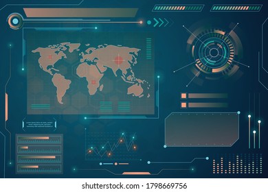 Radarschirm. Vektorgrafik für Ihr Design. Technischer Hintergrund. HUD.