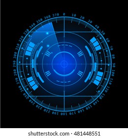 Radar screen. Vector illustration for your design. Technology background. Futuristic user interface. HUD.